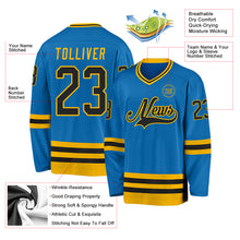 Загрузить изображение в средство просмотра галереи, Custom Blue Black-Gold Hockey Jersey
