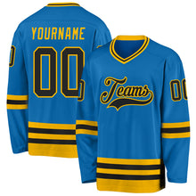 Загрузить изображение в средство просмотра галереи, Custom Blue Black-Gold Hockey Jersey
