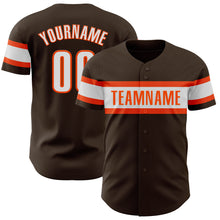 Загрузить изображение в средство просмотра галереи, Custom Brown White-Orange Authentic Baseball Jersey
