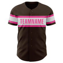 Загрузить изображение в средство просмотра галереи, Custom Brown White-Pink Authentic Baseball Jersey
