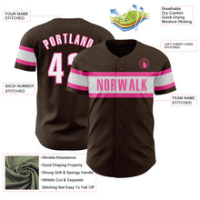 Загрузить изображение в средство просмотра галереи, Custom Brown White-Pink Authentic Baseball Jersey
