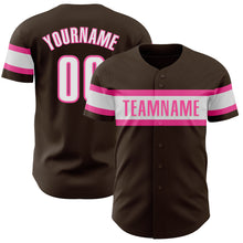 Загрузить изображение в средство просмотра галереи, Custom Brown White-Pink Authentic Baseball Jersey
