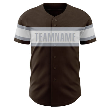 Custom Brown White-Gray Authentic Baseball Jersey