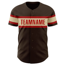 Загрузить изображение в средство просмотра галереи, Custom Brown Cream-Red Authentic Baseball Jersey
