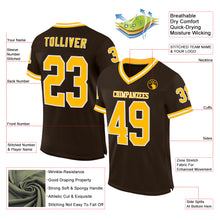 Загрузить изображение в средство просмотра галереи, Custom Brown Gold-White Mesh Authentic Throwback Football Jersey
