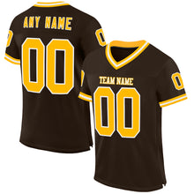 Load image into Gallery viewer, Custom Brown Gold-White Mesh Authentic Throwback Football Jersey
