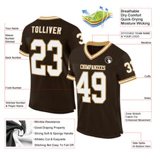 Charger l&#39;image dans la galerie, Custom Brown White-Old Gold Mesh Authentic Throwback Football Jersey
