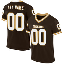 Charger l&#39;image dans la galerie, Custom Brown White-Old Gold Mesh Authentic Throwback Football Jersey
