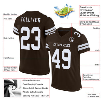 Custom Brown White Mesh Authentic Football Jersey