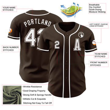 Custom Brown White Authentic Baseball Jersey