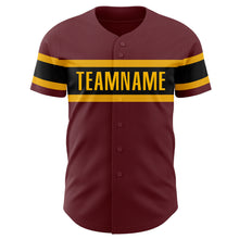 Charger l&#39;image dans la galerie, Custom Burgundy Black-Gold Authentic Baseball Jersey
