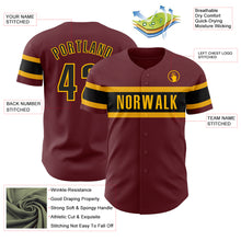 Charger l&#39;image dans la galerie, Custom Burgundy Black-Gold Authentic Baseball Jersey
