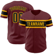 Charger l&#39;image dans la galerie, Custom Burgundy Black-Gold Authentic Baseball Jersey
