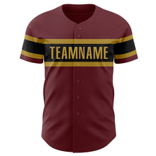 Загрузить изображение в средство просмотра галереи, Custom Burgundy Black-Old Gold Authentic Baseball Jersey
