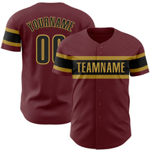 Загрузить изображение в средство просмотра галереи, Custom Burgundy Black-Old Gold Authentic Baseball Jersey
