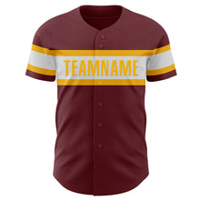 Charger l&#39;image dans la galerie, Custom Burgundy White-Gold Authentic Baseball Jersey
