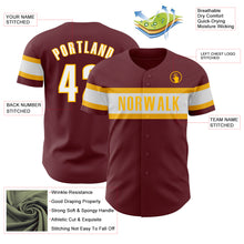 Laden Sie das Bild in den Galerie-Viewer, Custom Burgundy White-Gold Authentic Baseball Jersey
