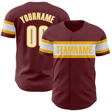 Charger l&#39;image dans la galerie, Custom Burgundy White-Gold Authentic Baseball Jersey
