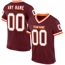 Загрузить изображение в средство просмотра галереи, Custom Burgundy White-Orange Mesh Authentic Throwback Football Jersey
