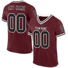 Laden Sie das Bild in den Galerie-Viewer, Custom Burgundy Black-White Mesh Authentic Throwback Football Jersey
