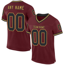 Загрузить изображение в средство просмотра галереи, Custom Burgundy Black-Old Gold Mesh Authentic Throwback Football Jersey
