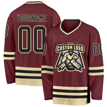 Charger l&#39;image dans la galerie, Custom Burgundy Black-Cream Hockey Jersey
