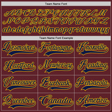 Charger l&#39;image dans la galerie, Custom Burgundy Navy-Gold Hockey Jersey
