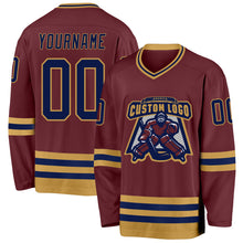 Charger l&#39;image dans la galerie, Custom Burgundy Navy-Old Gold Hockey Jersey
