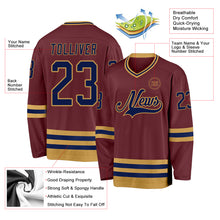 Charger l&#39;image dans la galerie, Custom Burgundy Navy-Old Gold Hockey Jersey
