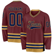 Charger l&#39;image dans la galerie, Custom Burgundy Navy-Old Gold Hockey Jersey
