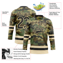 Charger l&#39;image dans la galerie, Custom Camo Black-Cream Salute To Service Hockey Lace Neck Jersey
