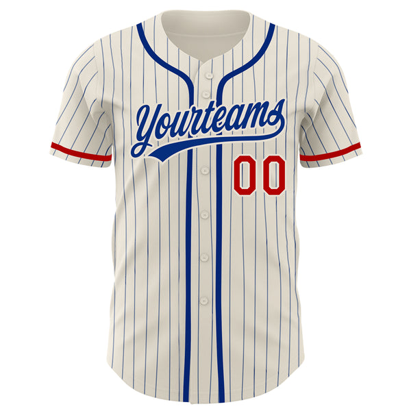 Cheap Custom Cream Royal Pinstripe Red-White Authentic Baseball Jersey Free  Shipping – CustomJerseysPro