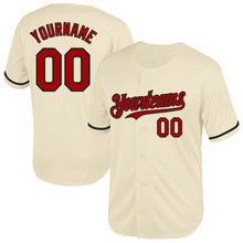 Load image into Gallery viewer, Custom Cream Red-Black Mesh Authentic Throwback Baseball Jersey
