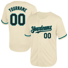 Charger l&#39;image dans la galerie, Custom Cream Black-Teal Mesh Authentic Throwback Baseball Jersey
