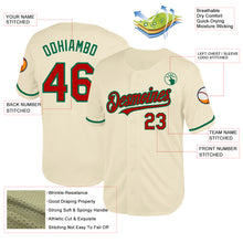 Load image into Gallery viewer, Custom Cream Red-Kelly Green Mesh Authentic Throwback Baseball Jersey
