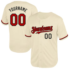 Load image into Gallery viewer, Custom Cream Red-Black Mesh Authentic Throwback Baseball Jersey
