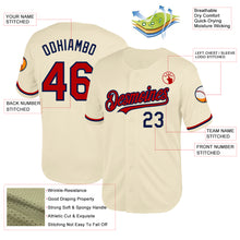 Load image into Gallery viewer, Custom Cream Red-Navy Mesh Authentic Throwback Baseball Jersey
