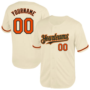 Custom Cream Orange Black-Old Gold Mesh Authentic Throwback Baseball Jersey