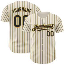 Laden Sie das Bild in den Galerie-Viewer, Custom Cream (Black Old Gold Pinstripe) Black-Old Gold Authentic Baseball Jersey
