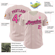 Load image into Gallery viewer, Custom Cream (Black Pink Pinstripe) Pink-Black Authentic Baseball Jersey

