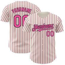 Charger l&#39;image dans la galerie, Custom Cream (Black Pink Pinstripe) Pink-Black Authentic Baseball Jersey
