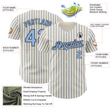 Загрузить изображение в средство просмотра галереи, Custom Cream (Black Light Blue Pinstripe) Light Blue-Black Authentic Baseball Jersey
