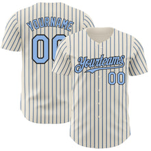 Загрузить изображение в средство просмотра галереи, Custom Cream (Black Light Blue Pinstripe) Light Blue-Black Authentic Baseball Jersey
