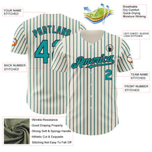 Load image into Gallery viewer, Custom Cream (Black Teal Pinstripe) Teal-Black Authentic Baseball Jersey
