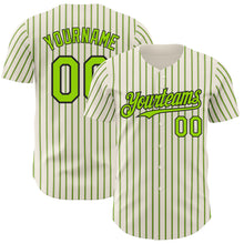 Загрузить изображение в средство просмотра галереи, Custom Cream (Black Neon Green Pinstripe) Neon Green-Black Authentic Baseball Jersey
