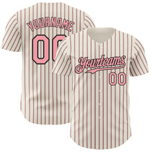 Загрузить изображение в средство просмотра галереи, Custom Cream (Black Medium Pink Pinstripe) Medium Pink-Black Authentic Baseball Jersey
