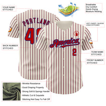 Load image into Gallery viewer, Custom Cream (Royal Red Pinstripe) Red-Royal Authentic Baseball Jersey
