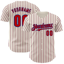 Загрузить изображение в средство просмотра галереи, Custom Cream (Royal Red Pinstripe) Red-Royal Authentic Baseball Jersey
