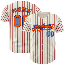 Laden Sie das Bild in den Galerie-Viewer, Custom Cream (Royal Orange Pinstripe) Orange-Royal Authentic Baseball Jersey
