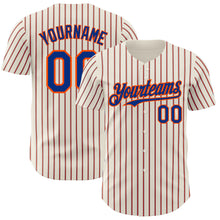 Laden Sie das Bild in den Galerie-Viewer, Custom Cream (Royal Orange Pinstripe) Royal-Orange Authentic Baseball Jersey
